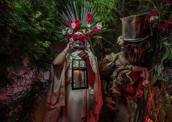 Báječná stylizace Santa Muerte - Holy Death - moderní náboženský kult. Koncept Art pohádka fotografie. — Stock fotografie