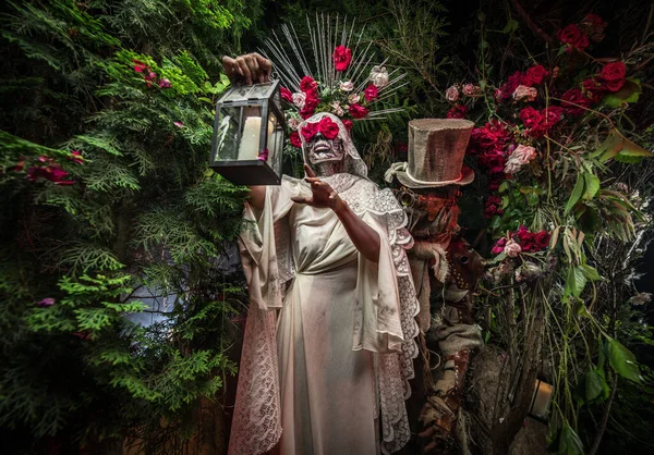 Fabulosa estilização de Santa Muerte - Santa Morte - culto religioso moderno. Conceito Arte conto de fadas foto . — Fotografia de Stock