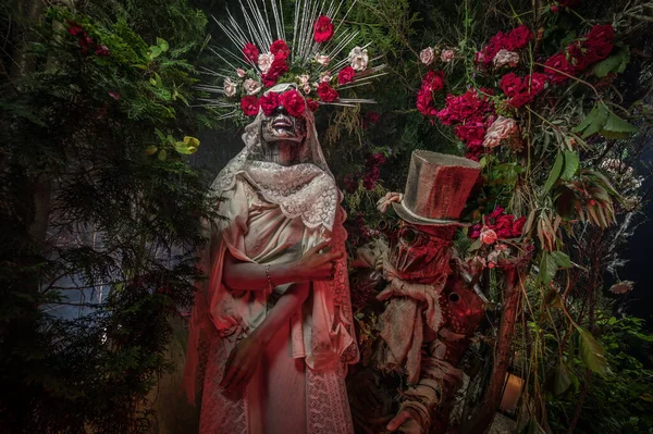 Fabulosa estilização de Santa Muerte - Santa Morte - culto religioso moderno. Conceito Arte conto de fadas foto . — Fotografia de Stock