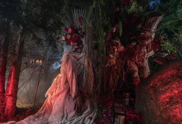 Fabulosa estilização de Santa Muerte - Santa Morte - culto religioso moderno. Conceito Arte conto de fadas foto . — Fotografia de Stock