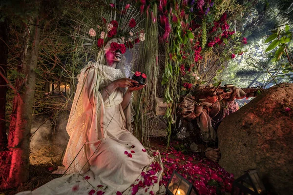 サンタ・ムエルテの素晴らしいスタイル-聖なる死-現代の宗教的カルト。コンセプトアート童話写真. ロイヤリティフリーのストック画像
