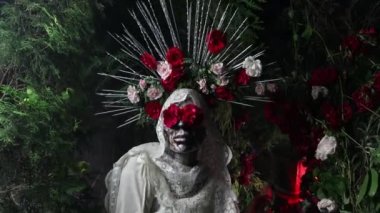 Santa Muerte 'nin muhteşem stili - Kutsal Ölüm - modern dini tarikat. Sanat Masalı kavramı 4K görüntüsü.