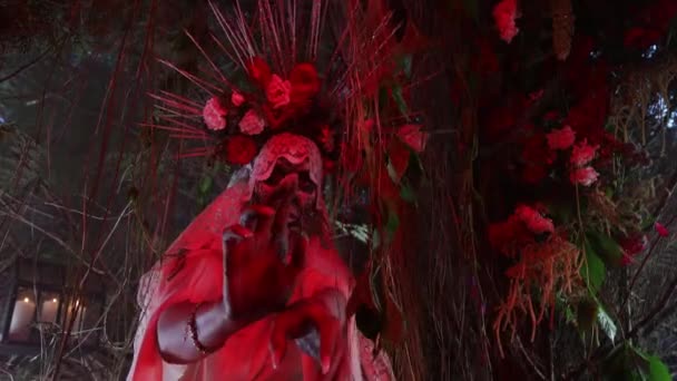 Fabulous stylization of Santa Muerte - Holy Death - modern religious cult. Concept Art fairy tale 4K Footage. — Stock Video