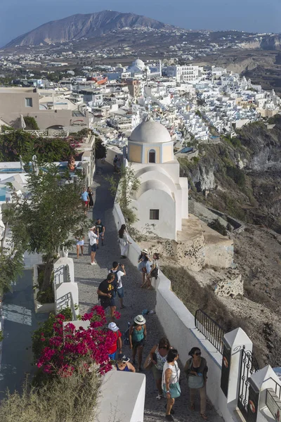 Santorini Fira Village, Cícladas, Mar Egeo, Isla griega, Grecia —  Fotos de Stock