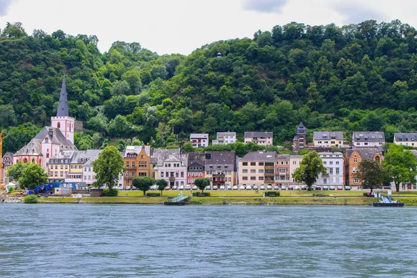 Petite Ville Avec Église Long Rhin Allemagne Europe — Photo