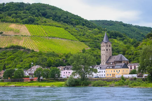 Petite Ville Avec Église Long Rhin Allemagne Europe — Photo