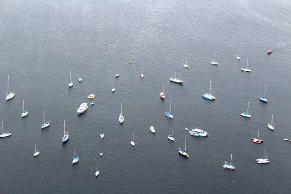 Вид Высоты Птичьего Полета Парусники Яхты Стоящие Якоре Рио Жанейро — стоковое фото