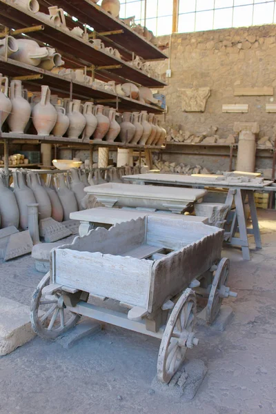 Вагон Товарів Знайдені Розкопках Помпеї Італії — стокове фото