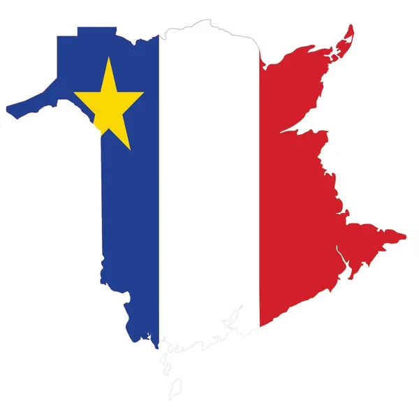 Acadian Flagge Innerhalb Der Umrisse Der Provinz New Brunswick Maritime — Stockfoto