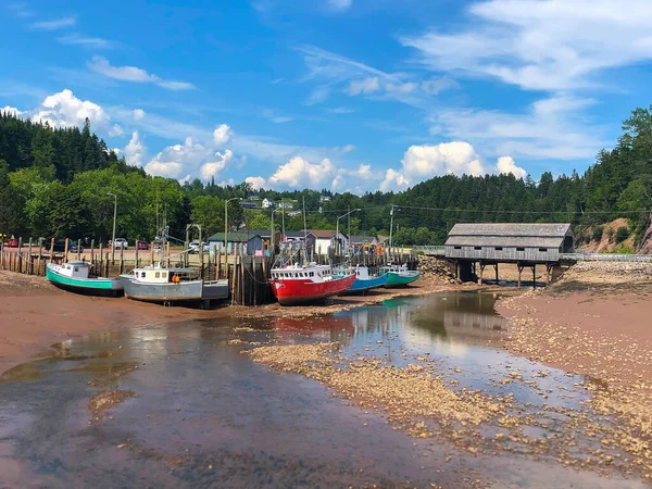 Colorful Fishing Boats Atlantic Canada Bay Fundy Martins New Brunswick — Stock Photo, Image