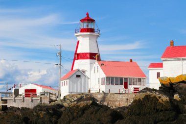 Head Harbour Lighthouse (East Quoddy) in New Brunswick, Canada on  Campobello Island. clipart