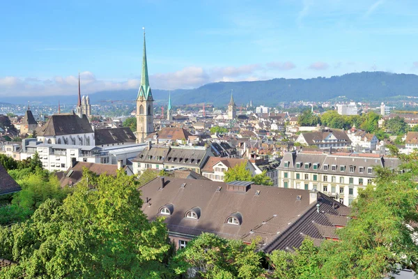 Curych Švýcarsko Horní Pohled Staré Město Slunečného Letního Rána — Stock fotografie