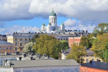 Güneşli bir sonbahar gününde Helsinki 'nin en iyi manzarası