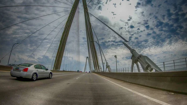 Arthur Ravenel Bridge Est Pont Haubans Surplombant Cooper River Caroline — Photo