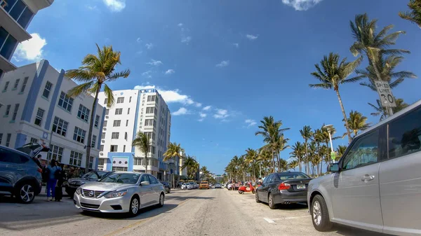 Miami Beach April 2018 Ocean Drive Sunny Day Most Famous — Stock Photo, Image