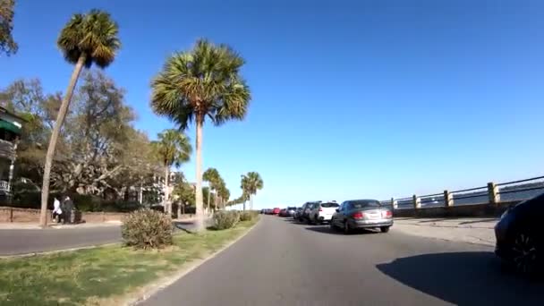 Vista Desde Coche Conduciendo Largo Charleston Vídeo — Vídeo de stock