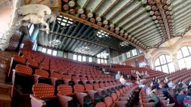 Barcelona - 11 Mayıs 2018: Catalunya müzik Sarayı iç görünümünü