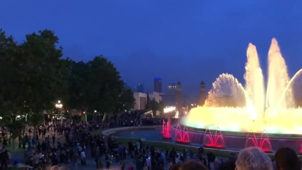 Magic Fountain Montjuc Fountain Located Avinguda Maria Cristina Montjuc Neighborhood — Stock Video