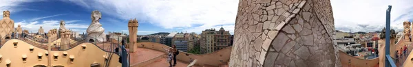 Barcelona May 2018 Tourists Enjoy City View Rooftop Barcelona Attracts — Stock Photo, Image