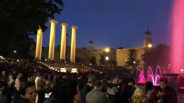 Fuente Mágica Montjuc Fuente Situada Avinguda Maria Cristina Barrio Montjuc — Vídeos de Stock