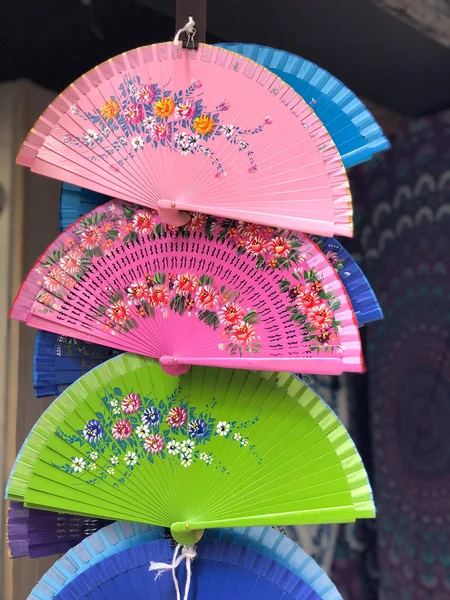 Farbenfrohe Japanische Fans Traditionelle Souvenirs — Stockfoto