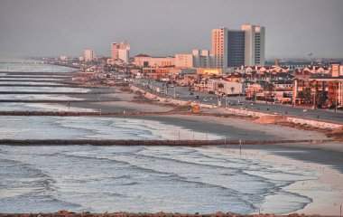 Galveston, Texas. Cityscape renkleri bahar sezonu.