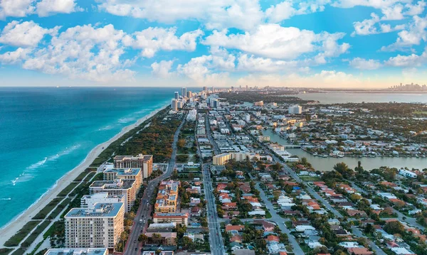 Edificios Miami Beach Vista Aérea Atardecer — Foto de Stock