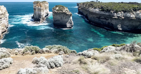 Gyönyörű Tengerparti Kilátás Mentén Visszavágó Nézőpont Great Ocean Road Ausztrália — Stock Fotó