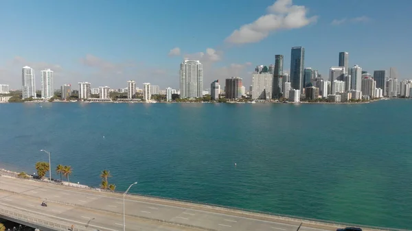Miami Florida Rickenbacker Geçidi Güzel Bir Günde Havadan Görünümü — Stok fotoğraf