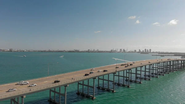 Rickenbacker Causeway Miami Florida Aerial View Beautiful Day — Stock Photo, Image