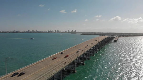 Rickenbacker Causeway Miami Florida Vista Aerea Una Bella Giornata — Foto Stock