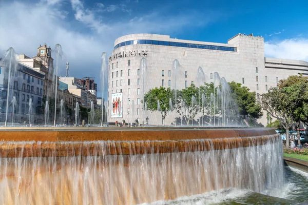 Barcelona Spanien Mai 2018 Catalunya Platz Und Brunnen Einem Schönen — Stockfoto