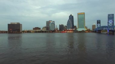 Jacksonville günbatımı hava manzarası ile Köprü, Fl, Usa şaşırtıcı