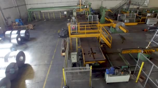 Bobine Acier Laminée Froid Dans Entrepôt Usine Sidérurgique Vue Aérienne — Video