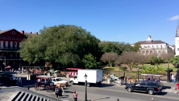 Novos Orleans Fevereiro 2016 Jackson Square Dia Ensolarado Nova Orleães — Vídeo de Stock