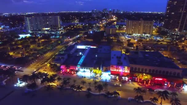 Vista Aérea Fort Lauderdale Por Noche Florida Vídeo — Vídeos de Stock