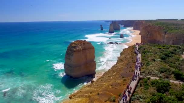 在澳大利亚维多利亚的12使徒的奇妙景色 — 图库视频影像