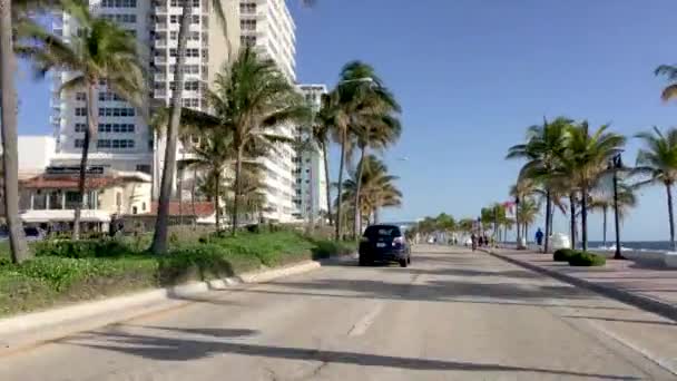 Fort Lauderdale Florida Februari 2016 Toeristen Langs Belangrijkste Kustweg Fort — Stockvideo