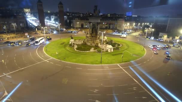 西班牙广场晚上 空中鸟瞰交通 — 图库视频影像