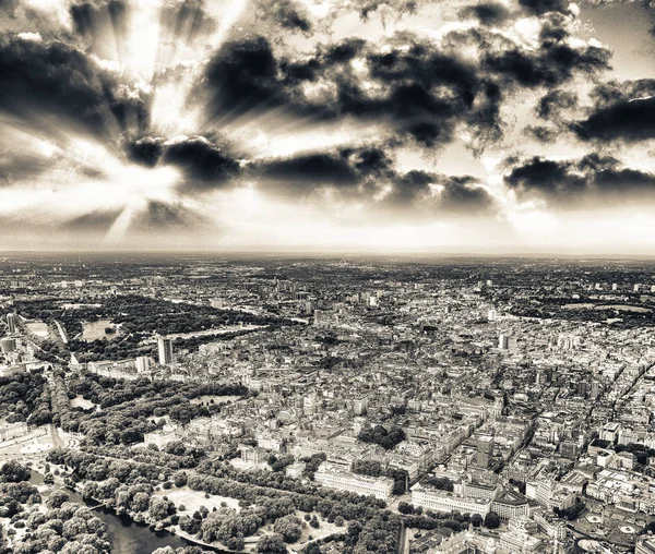 Vista Aerea Londra Paesaggio Urbano Tramonto — Foto Stock
