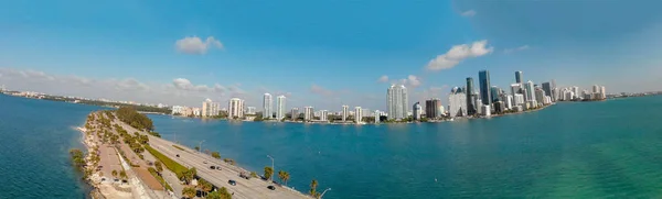 Vista Aérea Panorámica Miami Rickenbacker Causeway Florida Estados Unidos — Foto de Stock