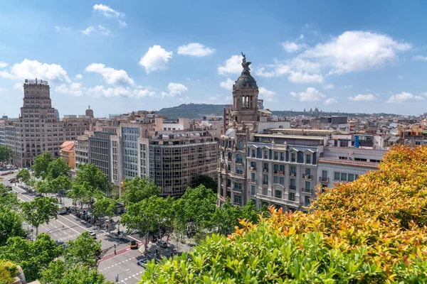 Barselona Passeig Gracia Bahar Havadan Görünümü — Stok fotoğraf