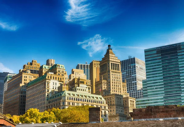 Old Modern Skyline New York City Sunny Autumn Day — Stock Photo, Image