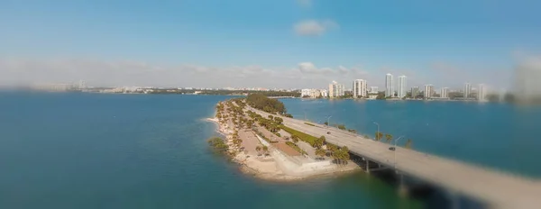 Panoramatický Letecký Pohled Miami Hrázi Rickenbacker Florida Usa — Stock fotografie
