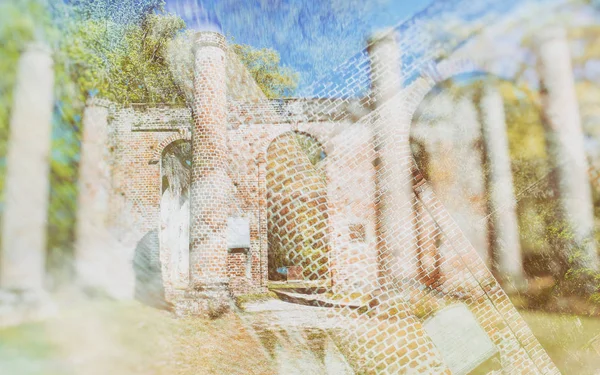 Ερείπια Παλιάς Εκκλησίας Sheldon Νότια Καρολίνα — Φωτογραφία Αρχείου