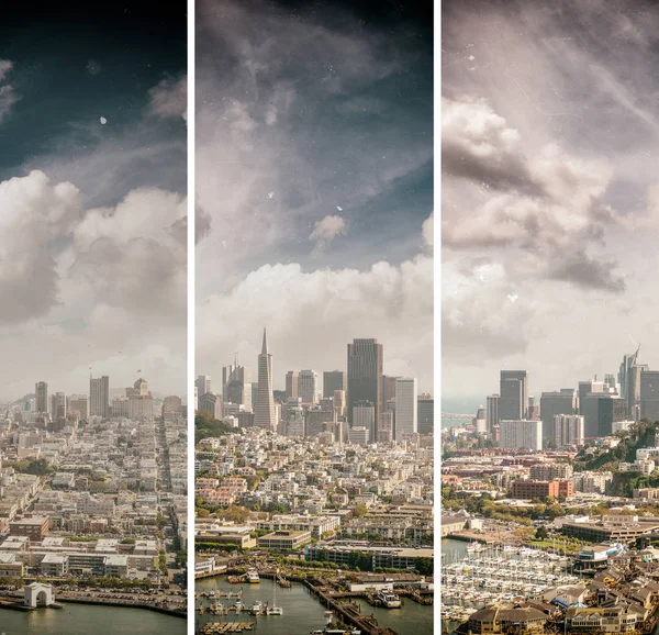 Flygfoto Över San Francisco Skyline Och Pier Vacker Solig Sommardag — Stockfoto