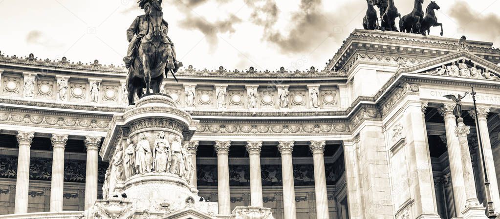 View of the national ,monument a Vittorio Emanuele II on the the Piazza Venezia in Rome, Italy.