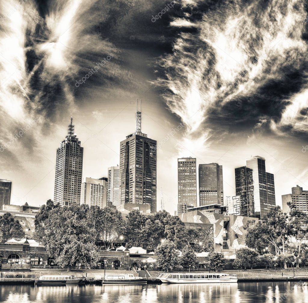 Melbourne, Australia. Beautiful city skyline at sunset.