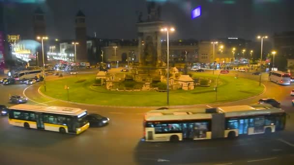 Spanien Torget Natten Aerial View Trafik — Stockvideo