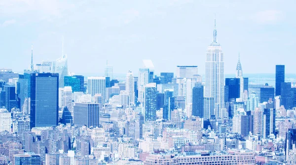 曼哈顿的天际线 从直升机美丽鸟瞰图 — 图库照片